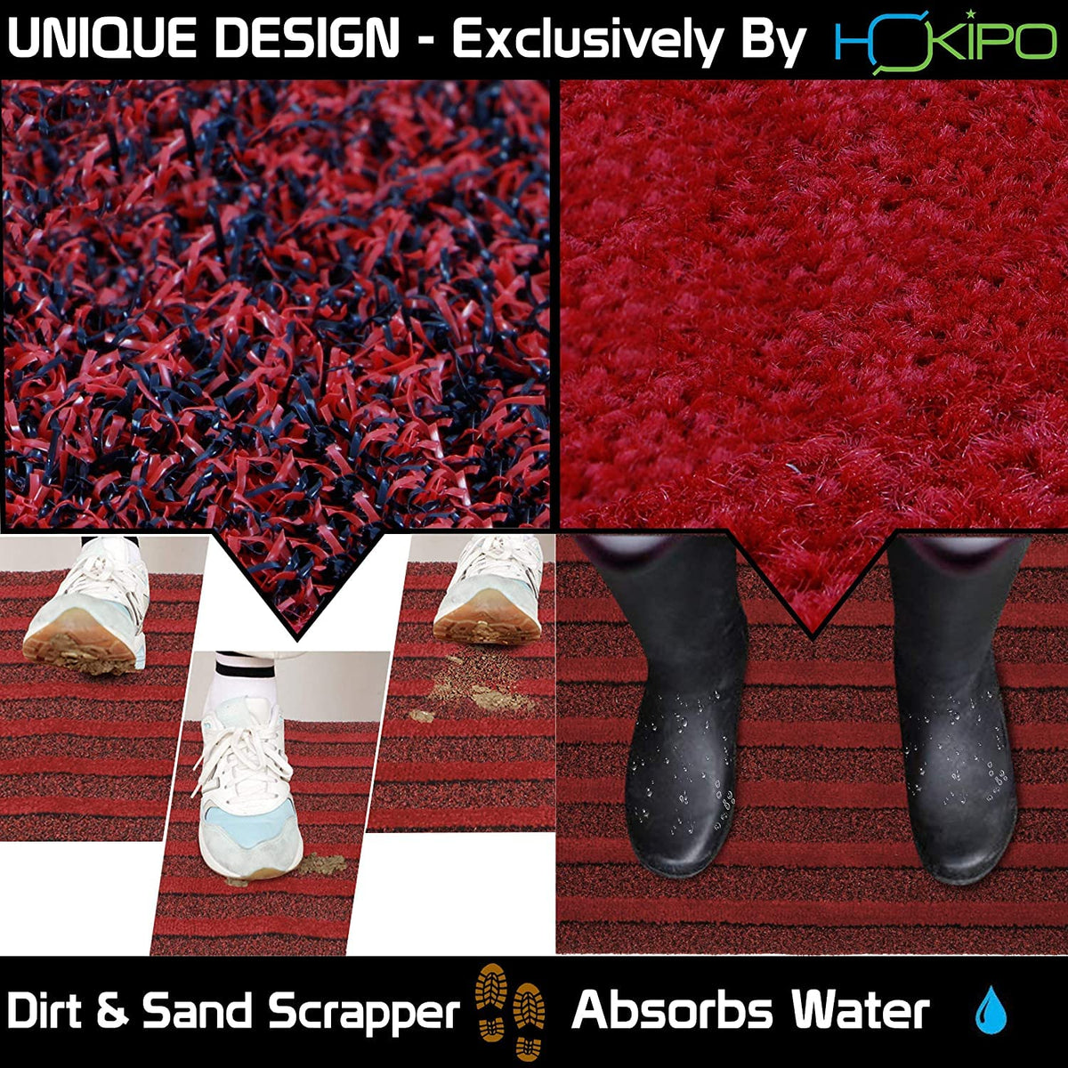 Modern Rectangular Door Mat (Red, Pvc, Microfiber, 48X78 Cm)