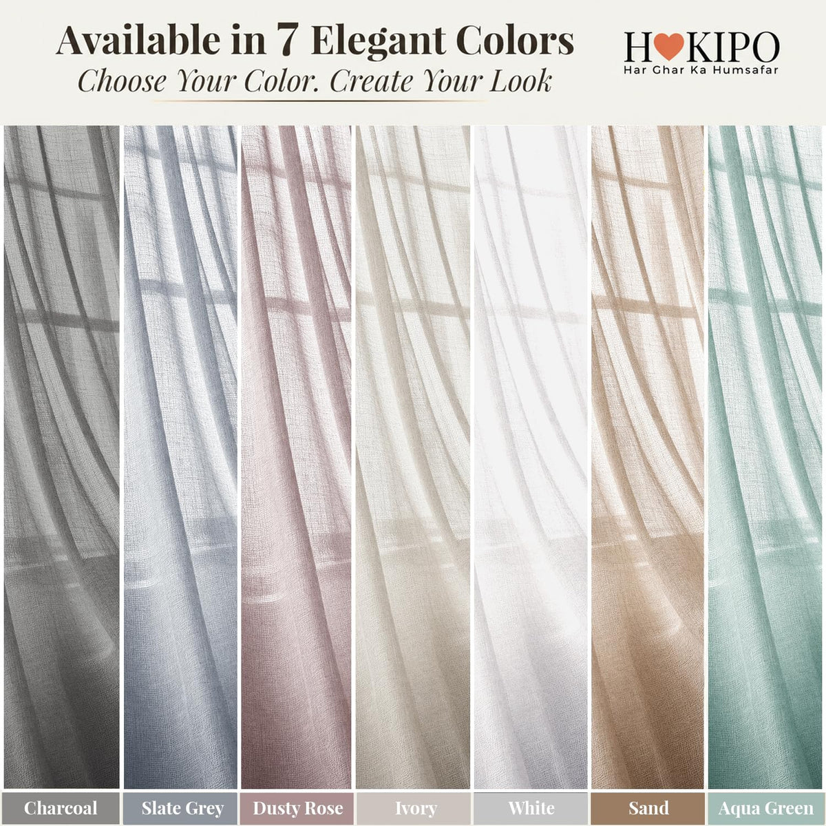 HOKIPO Breeze Sheer Curtains, 7 Feet Long - Charcoal - image 8
