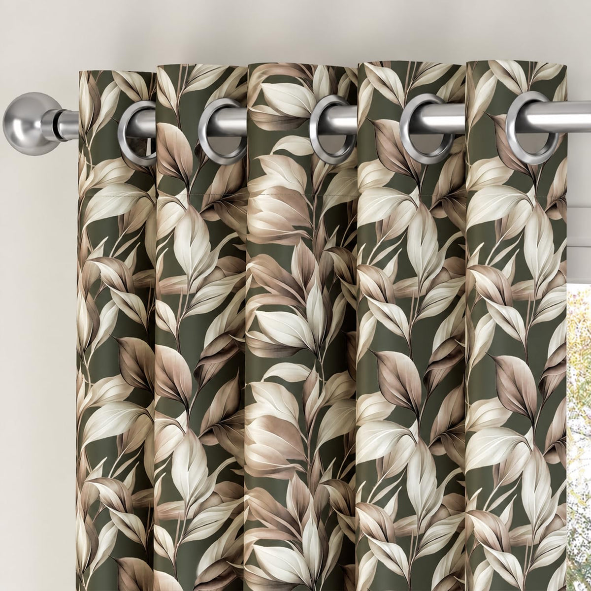 HOKIPO Shade Garden Curtains, 7 Feet Long - Silver Leaf Mocha Brown - image 7