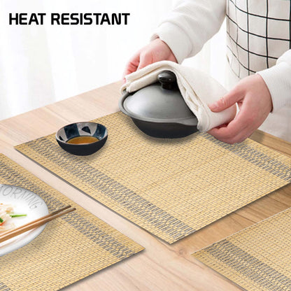 Reversible Bamboo Placemats for Dining Table Set of 6, 45x30 cm