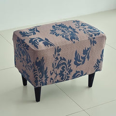 Stretchable 140 GSM Footstool Cover, Light Coffee Lotus Damask