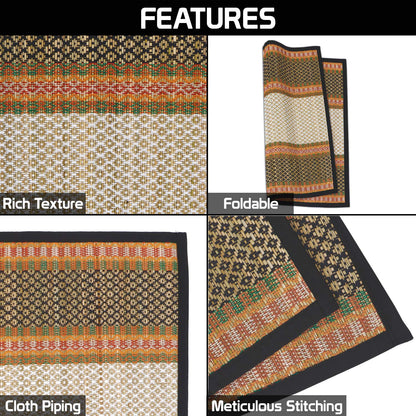 Natural River Grass Handcrafted Pooja Floor Mats/Meditation Prayer Mat/Sittting Mat/Aasan Mat Chatai for Pack of 2/4/6/8, Black