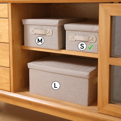 Organisers Storage Box with Lid, Beige, Pack of 1/2