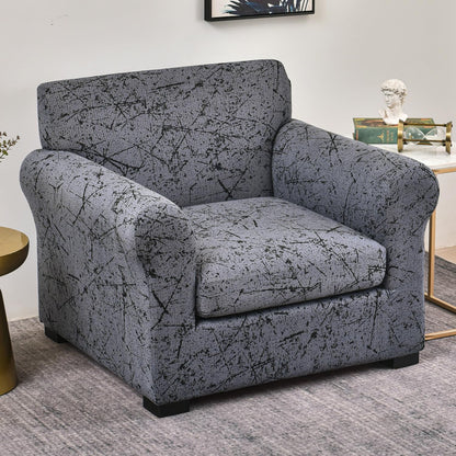 Printed Stretchable Sofa Slipcover with 1/2/3 Pc Separate Seat Cushion Cover for each 1/2/3 Seater, Intense Grey Splatter