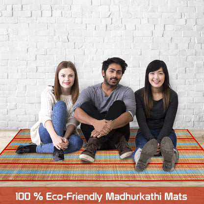 Natural Handmade Madurkathi Large Chatai Mats for Home, Red