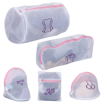 Dual Layered Mesh Bags for Laundry Clothes Washing Bags, Pack of 5