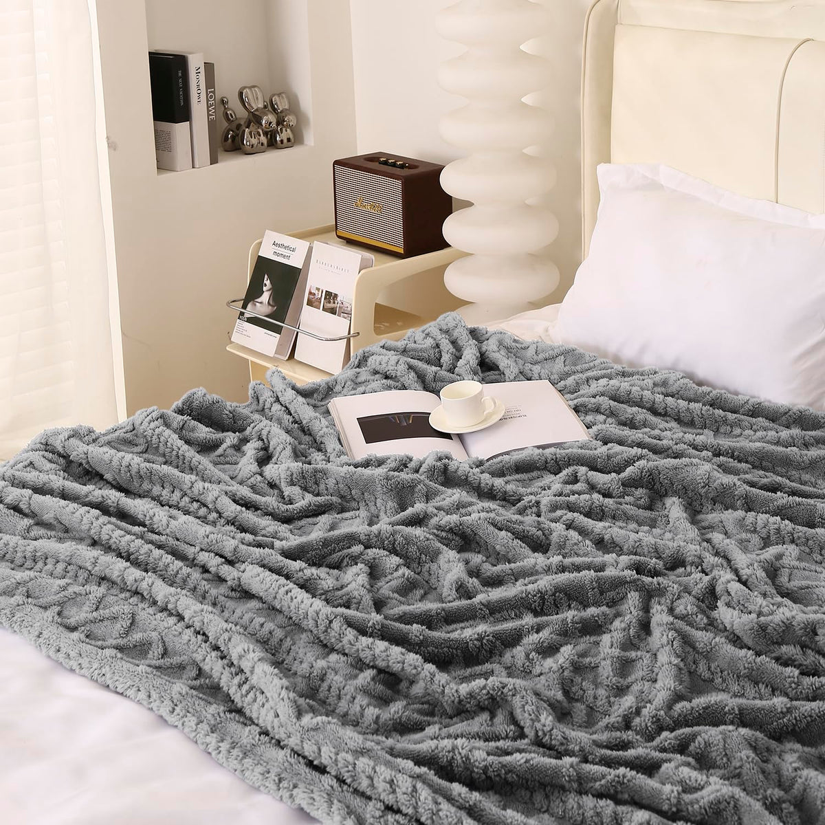 Buy dark grey colour ultra-cozy soft blanket | HOKIPO