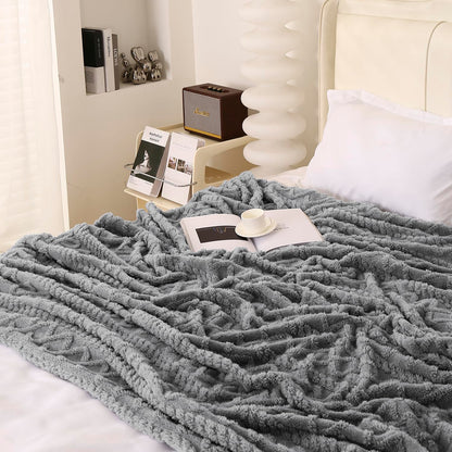 220 GSM Flannel AC Throw Blanket Double Bed Queen, 200x230 cm / 6.5x7.5 feet, Dark Grey