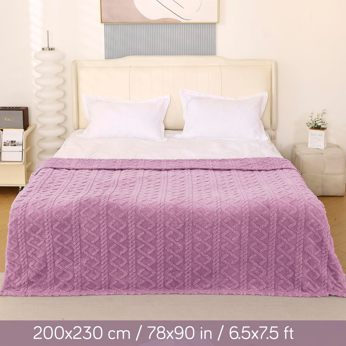 Buy Lilac Colour Fleece Throw Blanket - Double Bed (200×230) | HOKIPO