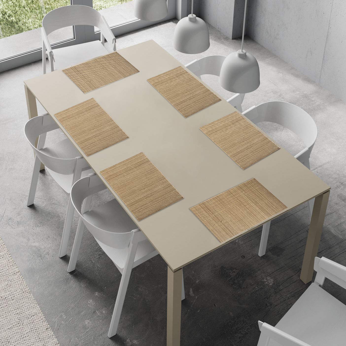 Reversible Bamboo Placemats Set of 6 Table Mats, 45x30 cm, Desert Brown