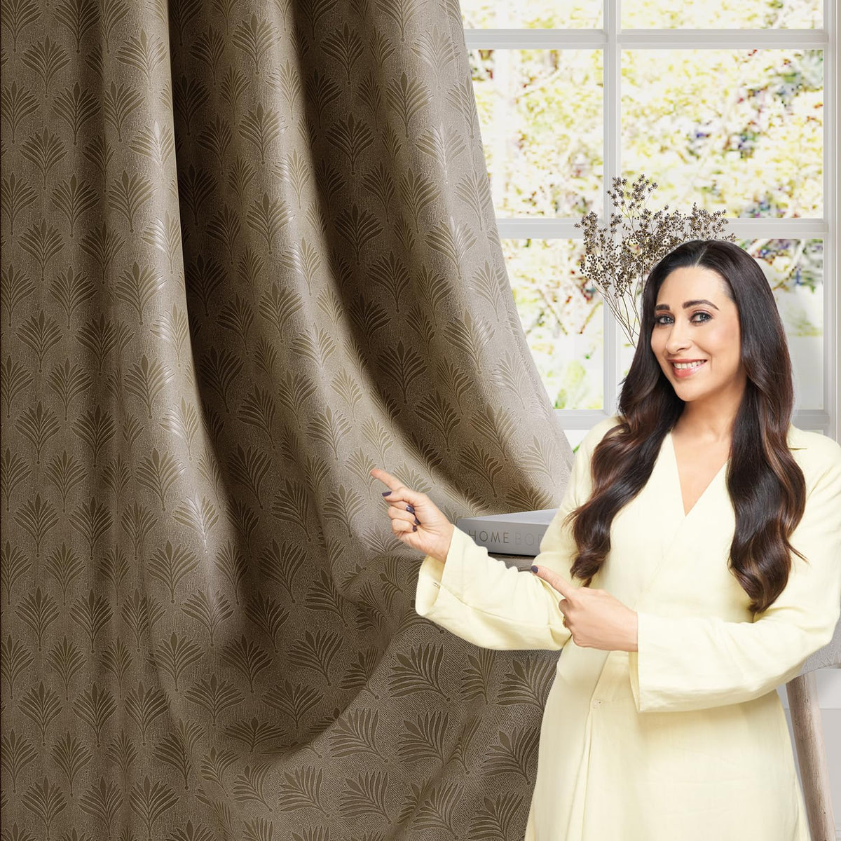 HOKIPO Palmea True Blackout Curtains, 7 Feet Long - Taupe