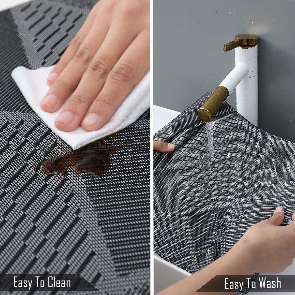 Buy Abstract Black Colour Washable PVC Tables Runner | HOKIPO