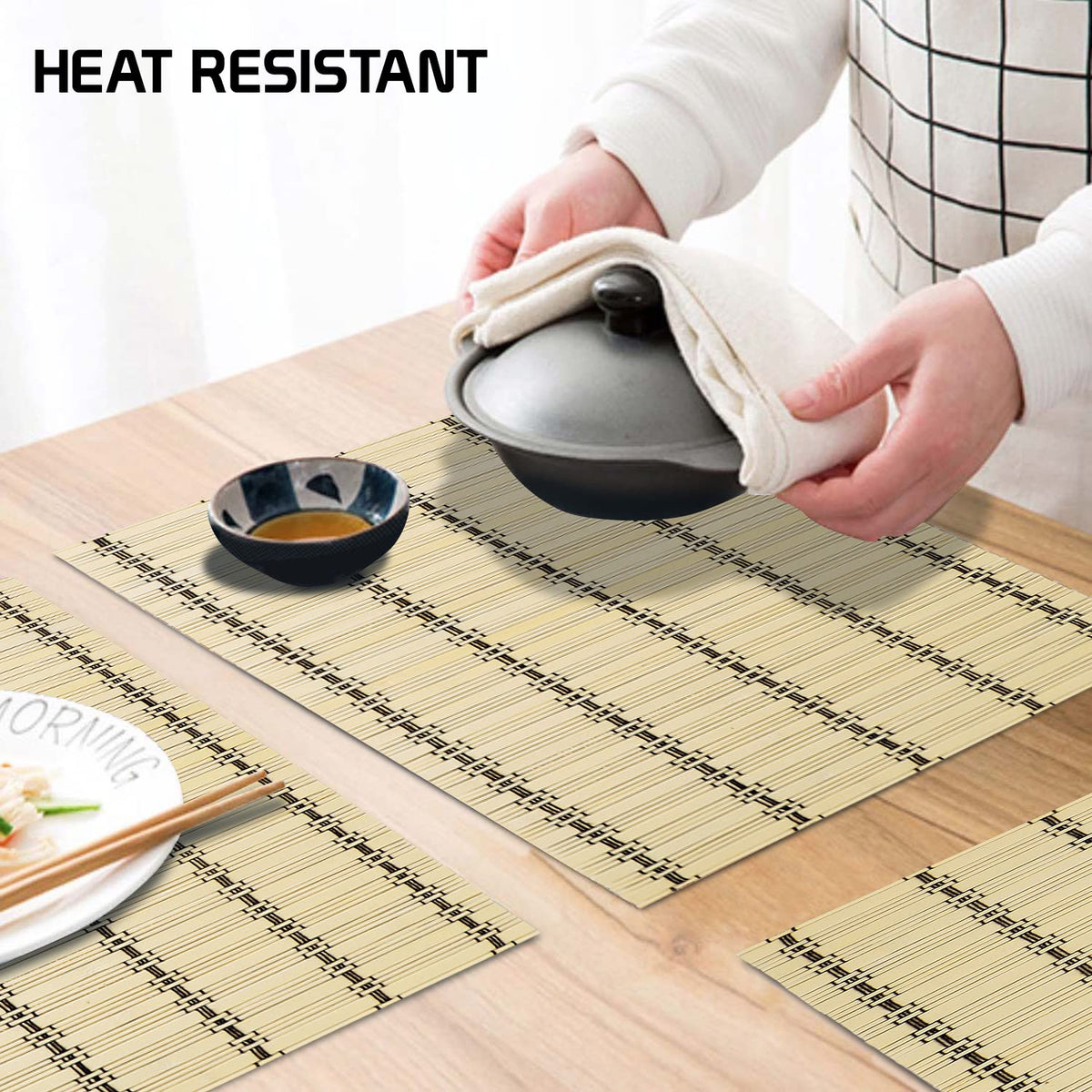 Buy premium heat resistant bamboo dining table mat | Hokipo