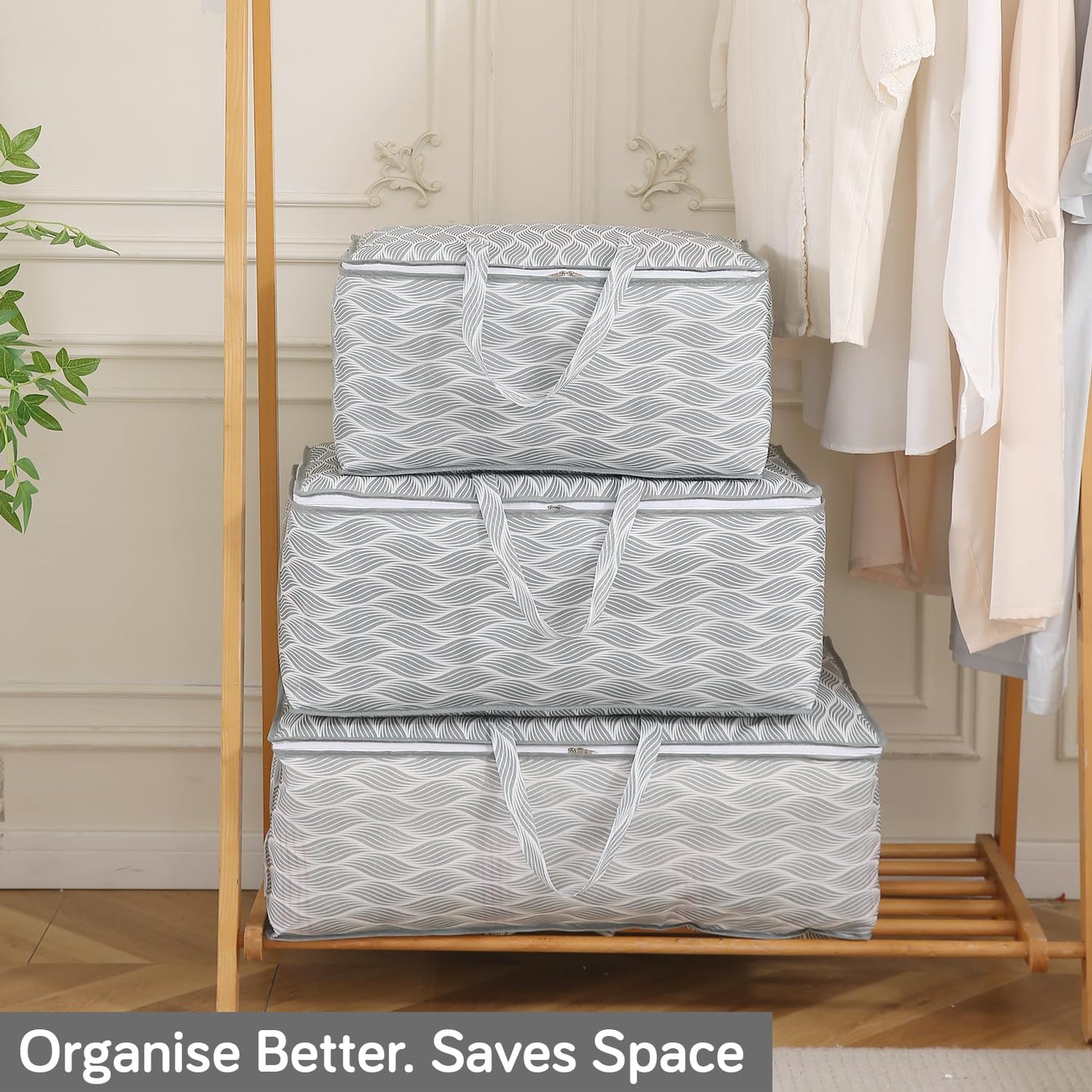 Foldable Clothes & Blanket Storage Bag – Moisture-Resistant, Zippered with Handles