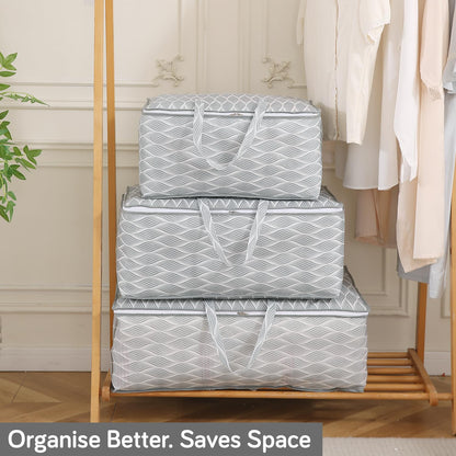Foldable Clothes & Blanket Storage Bag – Moisture-Resistant, Zippered with Handles