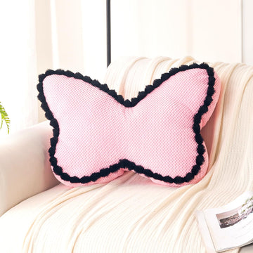 HOKIPO Butterfly Shaped Cushion for Kids Room & Sofa, 53x33 cm, Light Pink