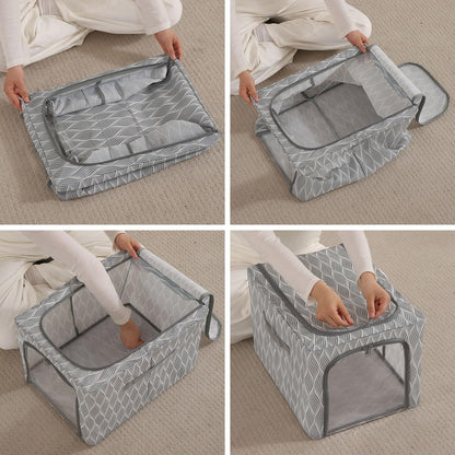 Sturdy, Stackable and Moisture Resistant Non-Woven Cloth Organiser for Storage, Grey Leaves