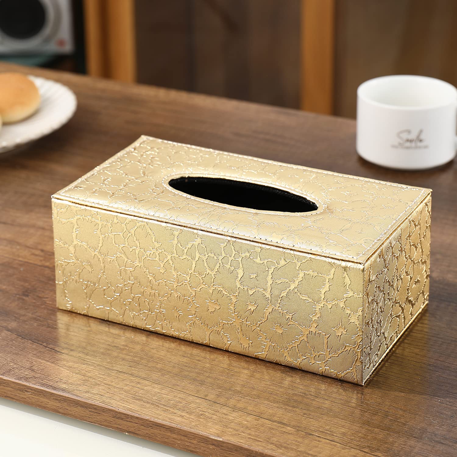 buy stylish premium golden faux leather tissue holder | HOKIPO
