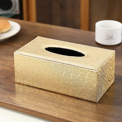 buy stylish premium golden faux leather tissue holder | HOKIPO