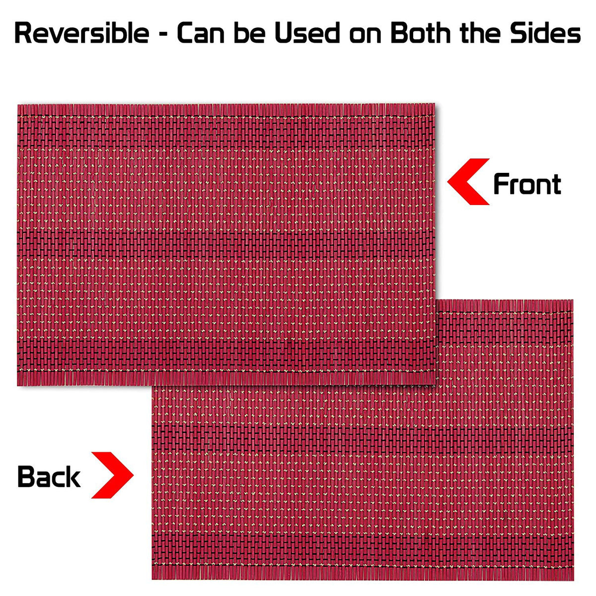Buy raspberry red colour reversible bamboo table mats | Hokipo