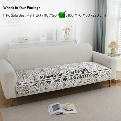 Quilted Waterproof and Anti-Slip Sofa Cover Mat, Damask White