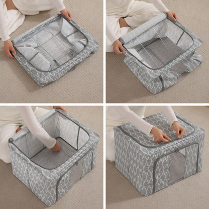 Sturdy, Stackable and Moisture Resistant Non-Woven Cloth Organiser for Storage, Grey