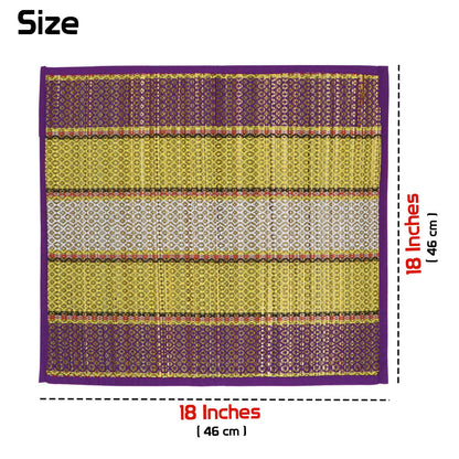 Natural River Grass Handcrafted Pooja Floor Mats/Meditation Prayer Mat/Sittting Mat/Aasan Mat Chatai for Pack of 2/4/6/8, Purple