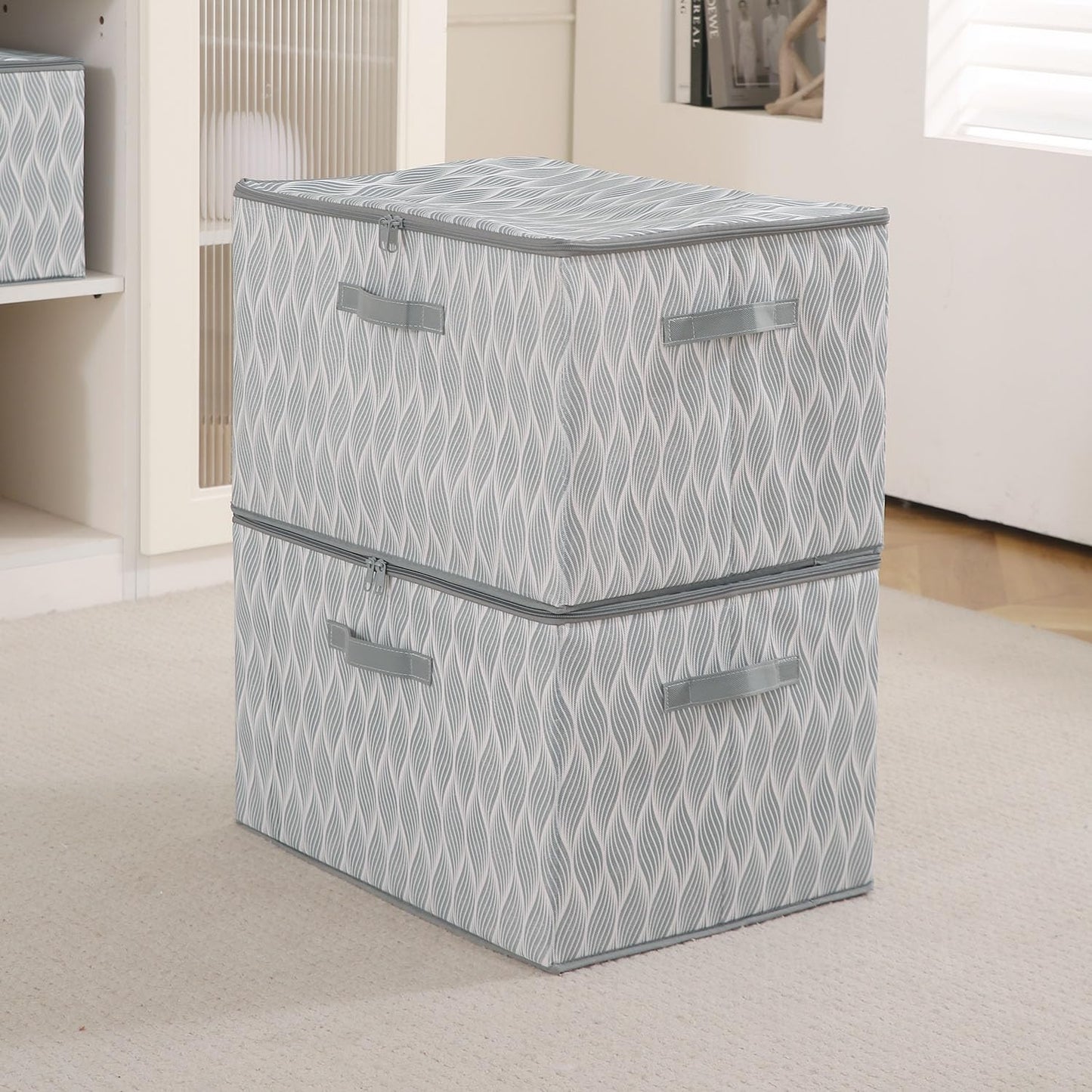 Foldable Clothes Organizer Box | Durable Non-Woven Storage with Zipper & Handle