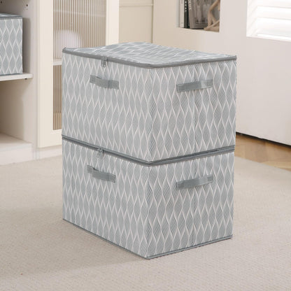 Foldable Clothes Organizer Box | Durable Non-Woven Storage with Zipper & Handle