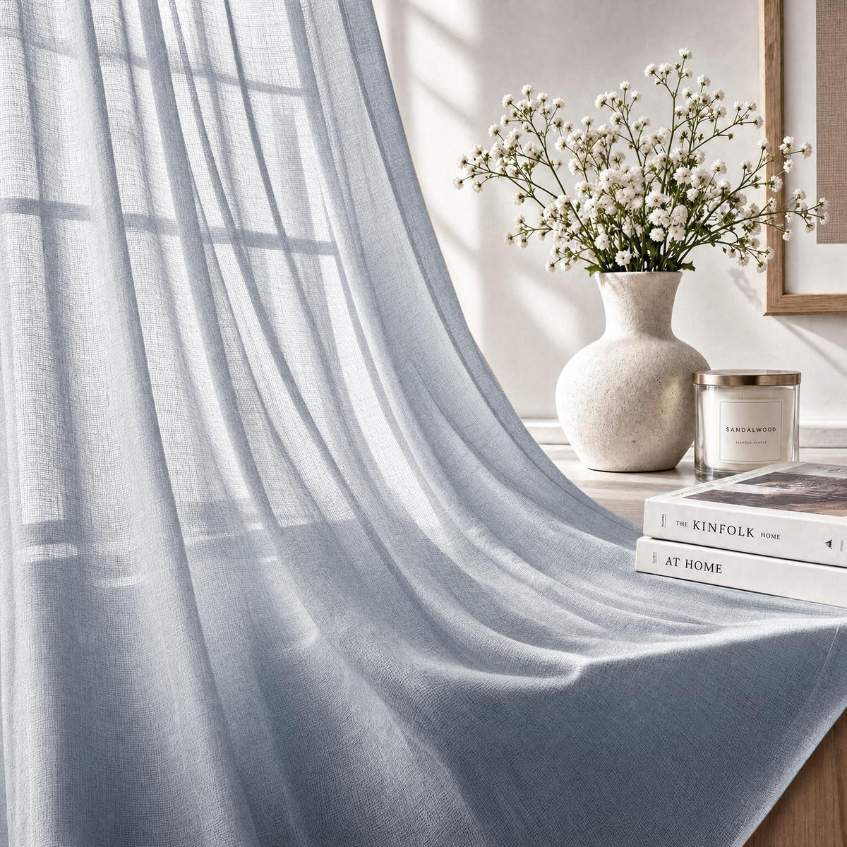 HOKIPO Breeze Sheer Curtains, 7 Feet Long - Slate Grey