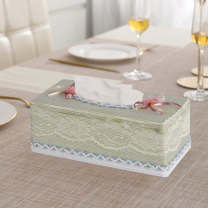 Plastic Tissue Box Holder, Striped Green