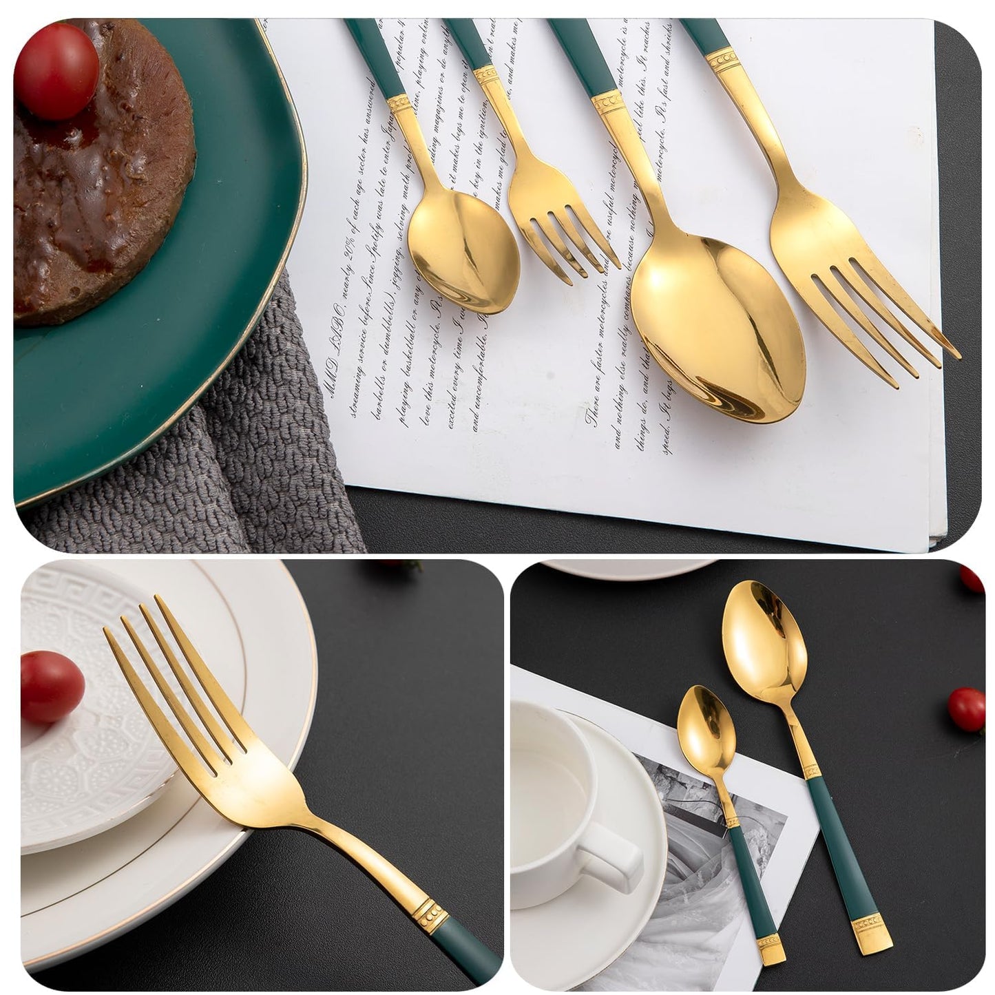 Cutlery Set of 18 / 24 Pcs Stainless Steel Flatware Set, Mirror Finish - Gold