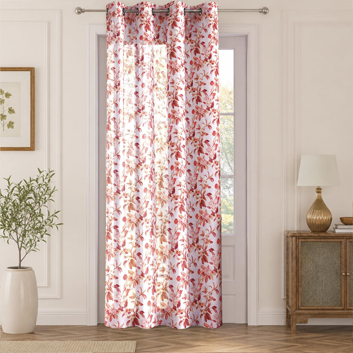 HOKIPO Petal Mist Sheer Eyelet Curtains, 7 Feet Long - Rose Blossoms - image 2