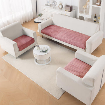 Premium Velvety Quilted Softline 5-Seater Sofa Cover (3+1+1), Dusty Rosepink