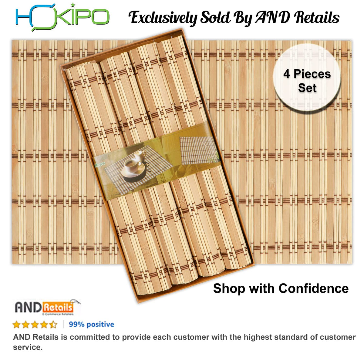 Buy reversible bamboo dining table mat set of 4 | Hokipo