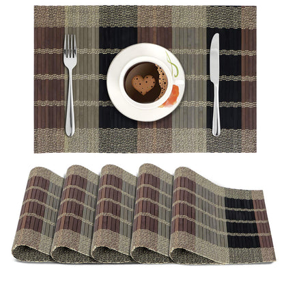 Reversible Bamboo Placemats Set of 6 Table Mats, 45x30 cm