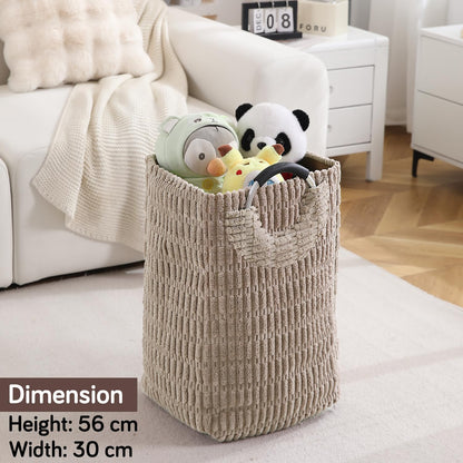 Folding Laundry Bag for Clothes Hamper Basket, Collapsible Storage Basket, Latte Brown
