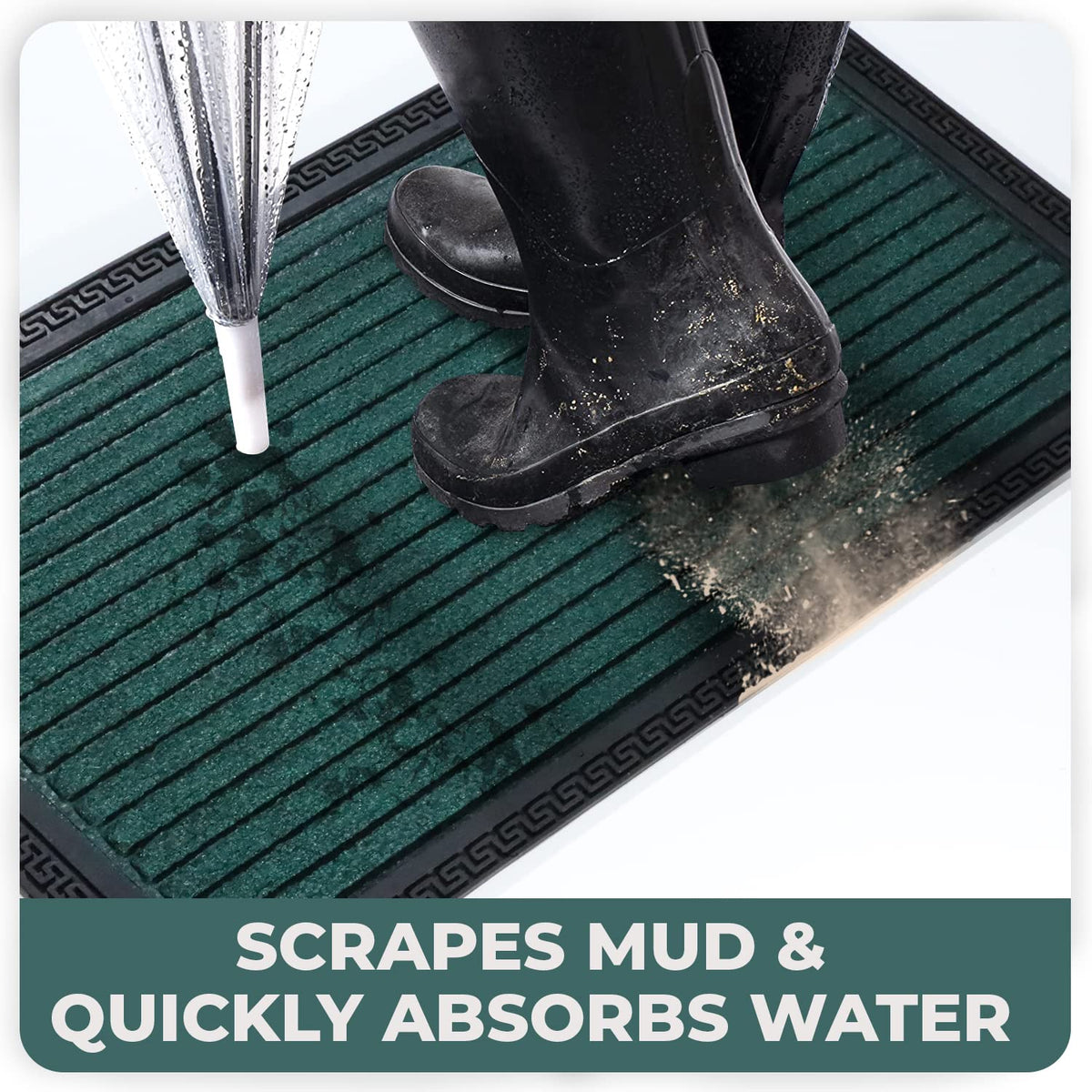 All Purpose Doormat with Rubber Backing, Thick mat for Outdoor and Indoor use, Green