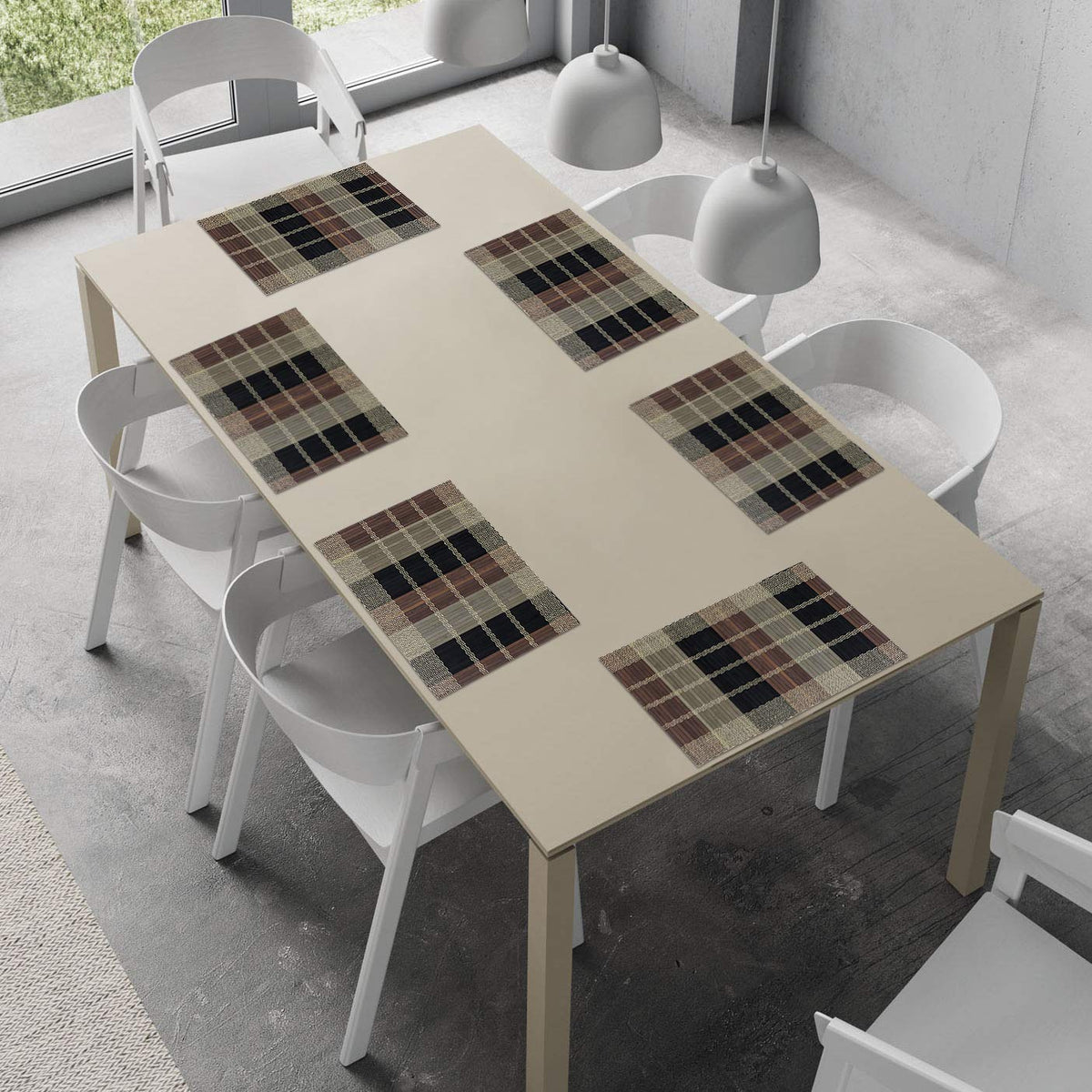 Buy reversible bamboo dining table mats set of 6 | Hokipo