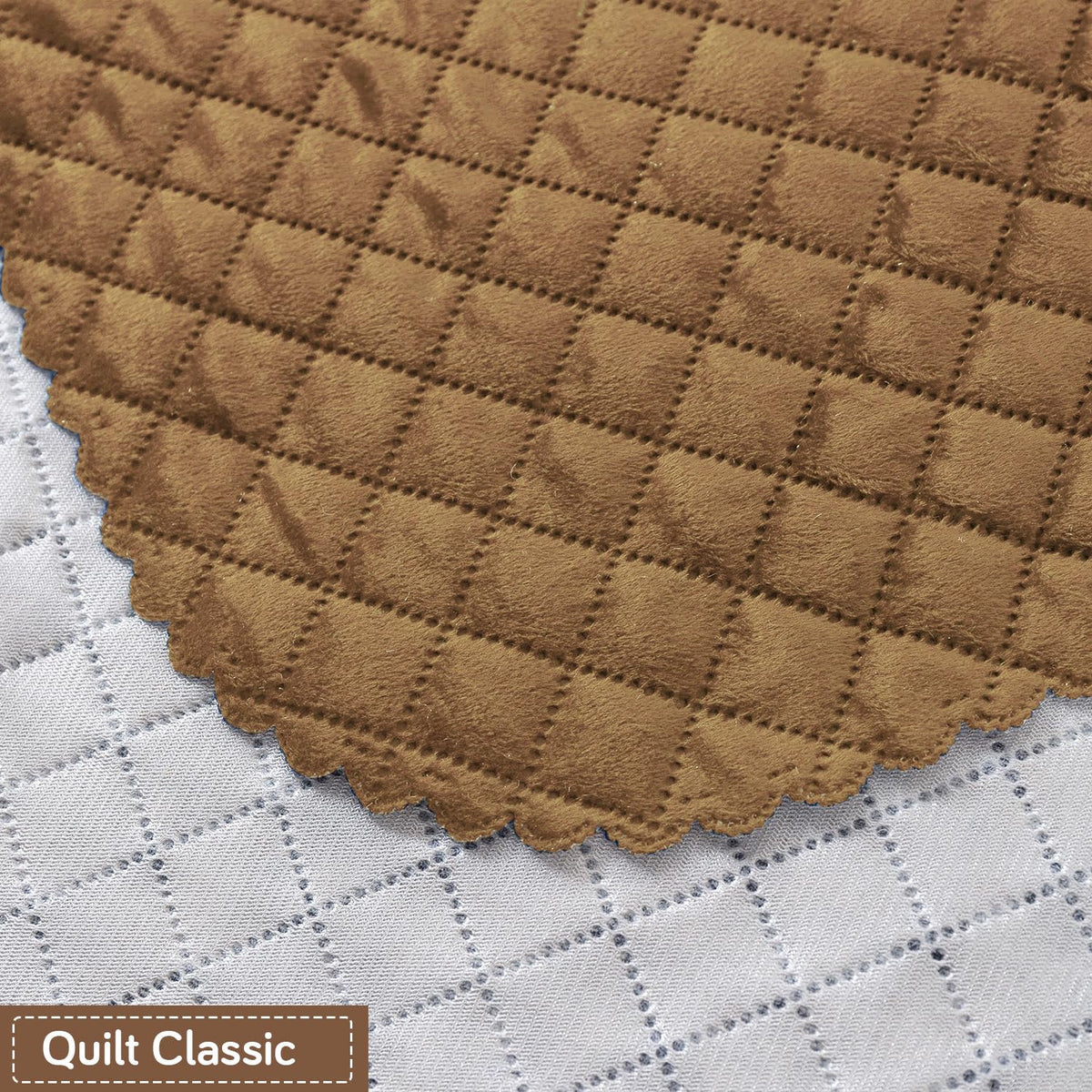 Quilt Classic 5-Seater Sofa Cover (3+1+1), Golden