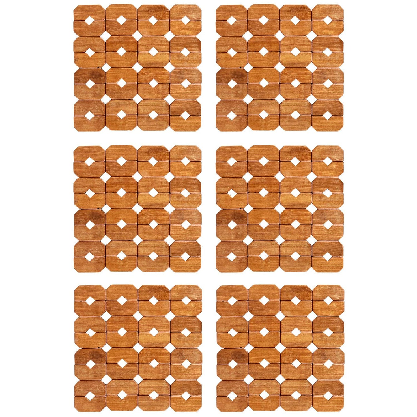 HOKIPO Square Bamboo Coaster Heat Pad, Pan Pot Holder, 15 x 15 cm, Pack of 2/4/6