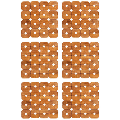 HOKIPO Square Bamboo Coaster Heat Pad, Pan Pot Holder, 15 x 15 cm, Pack of 2/4/6