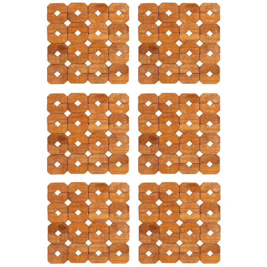 HOKIPO Square Bamboo Coaster Heat Pad, Pan Pot Holder, 15 x 15 cm, Pack of 2/4/6