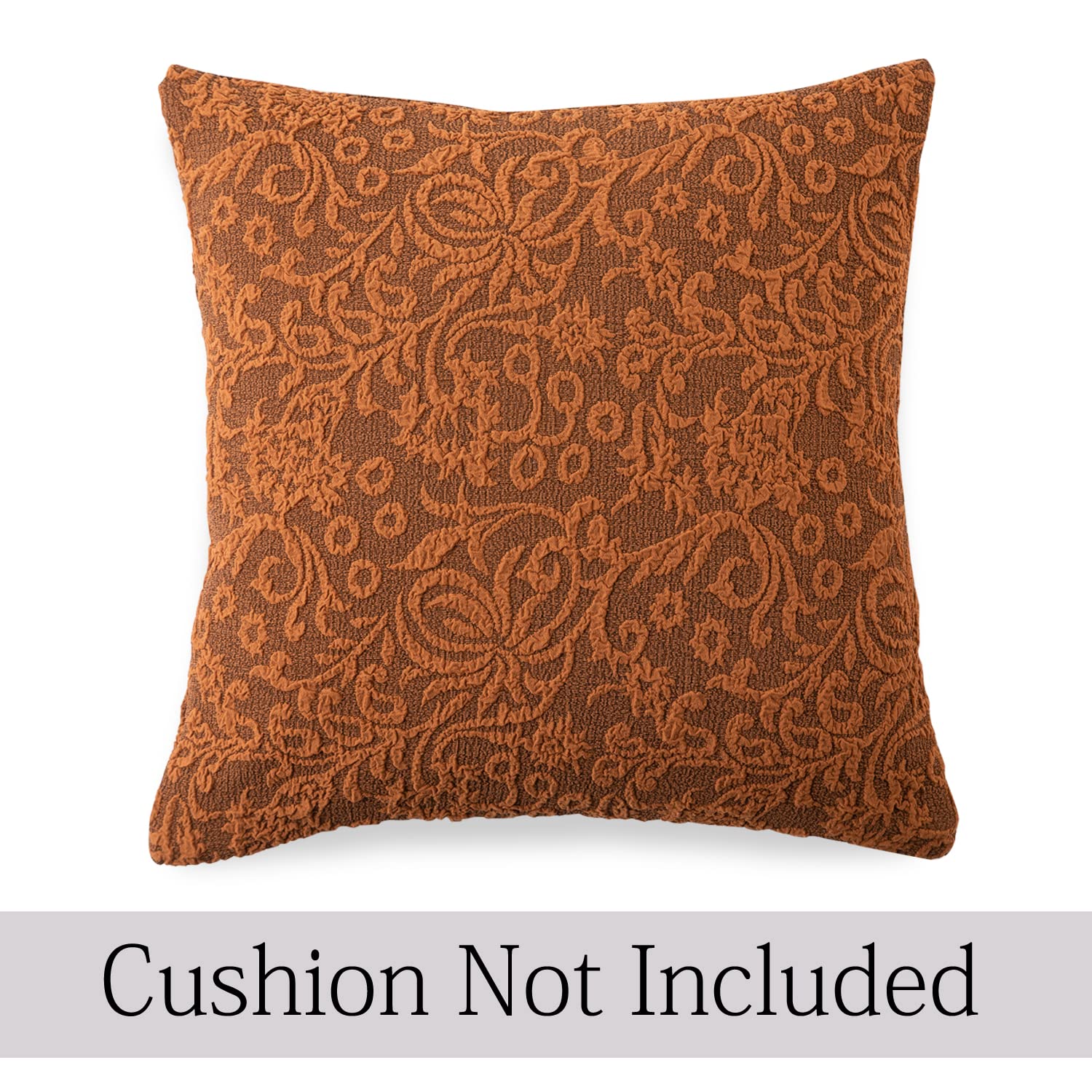 Buy Cute Caramel Brown Colour Woven Jacquard Zippered Square Cushion Cover - Best For Decorative and Festive Look