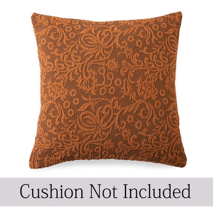 Buy Cute Caramel Brown Colour Woven Jacquard Zippered Square Cushion Cover - Best For Decorative and Festive Look
