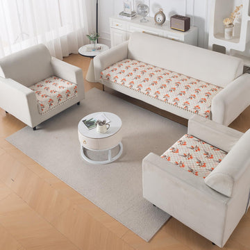 Quilted Sofa Seat Mat for 5-Seater Sofa (3+1+1), Tassel Twigs | Autumn Blossom