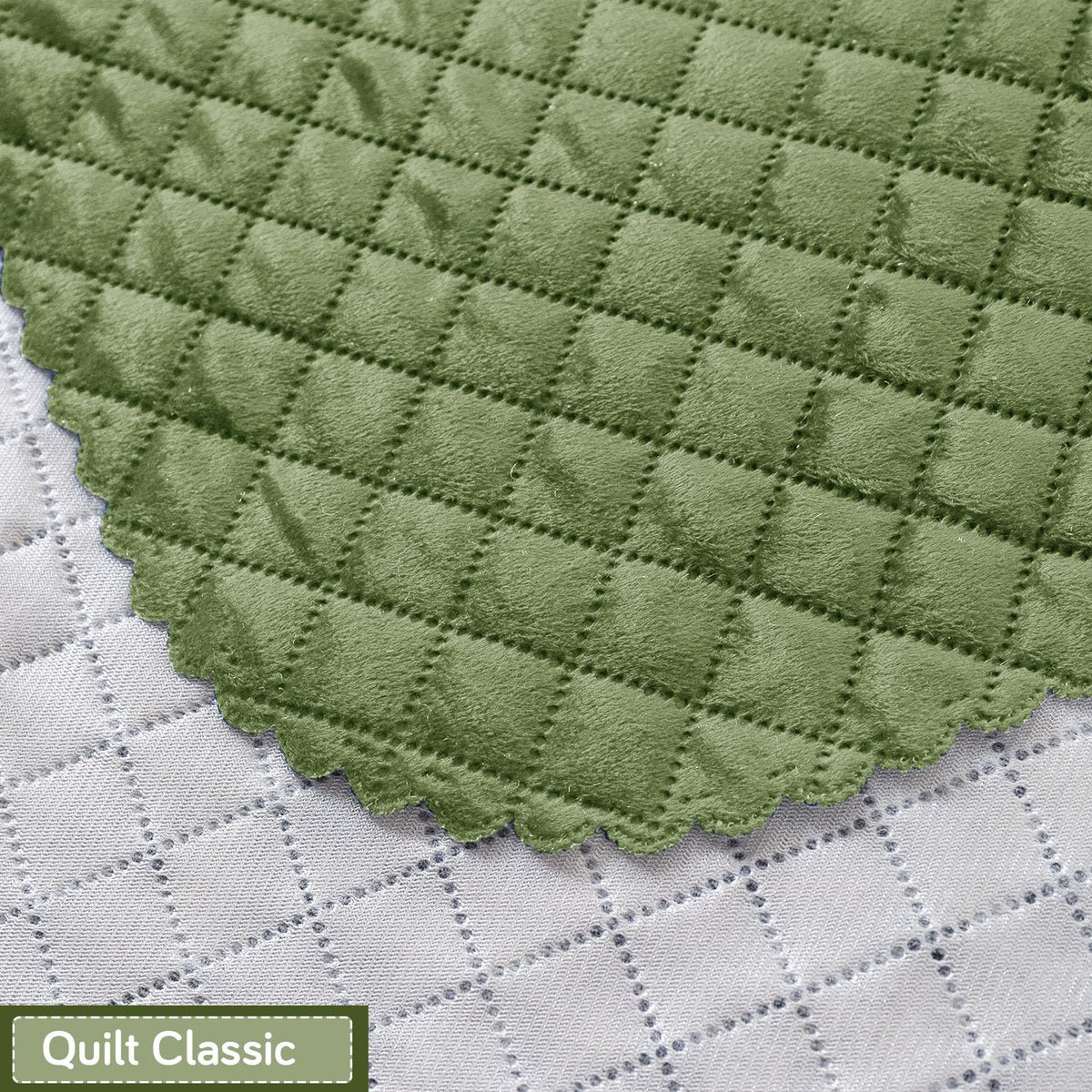 Quilt Classic 5-Seater Sofa Cover (3+1+1), Green