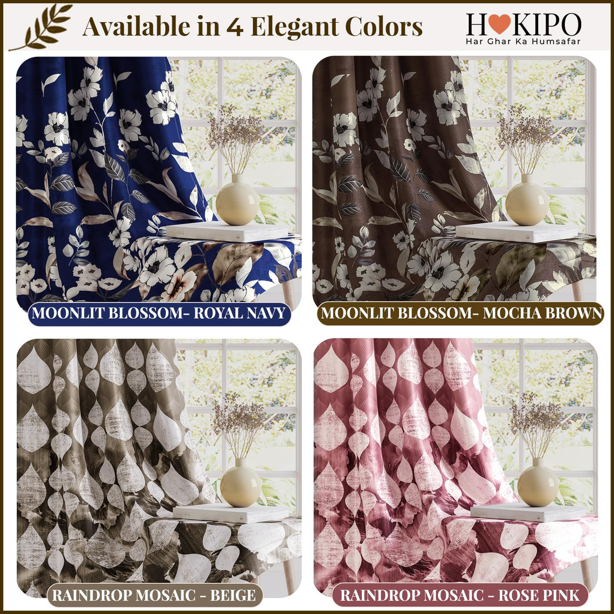 HOKIPO Twilight Curtains, 7 Feet Long - Raindrop Mosaic Rose Pink - image 9