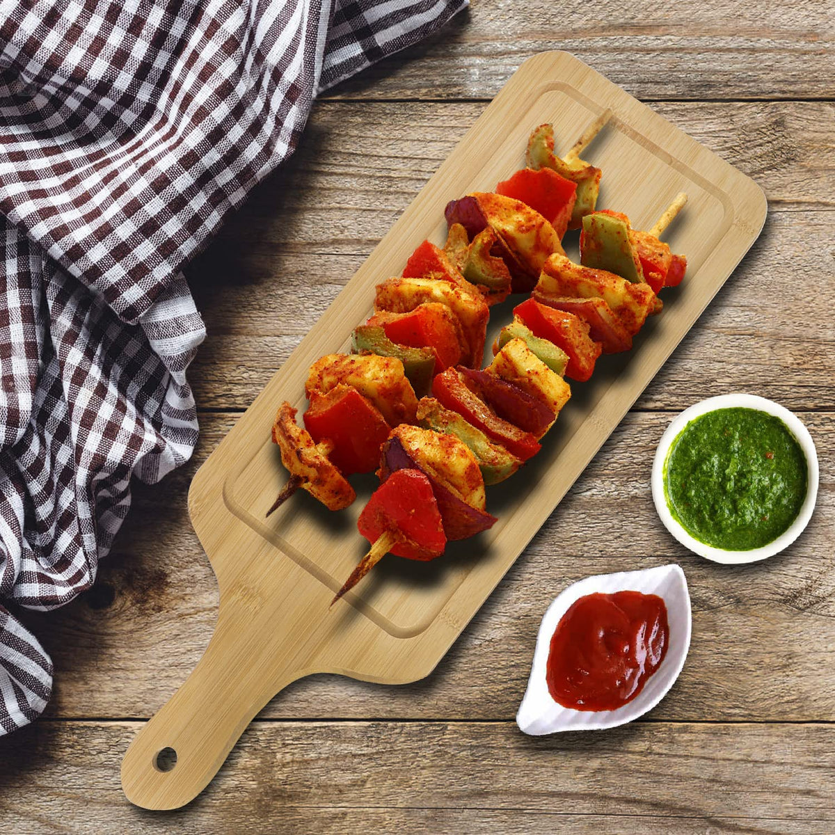 Stylish Rectangular Wooden Serving Tray for Snacks & Starters