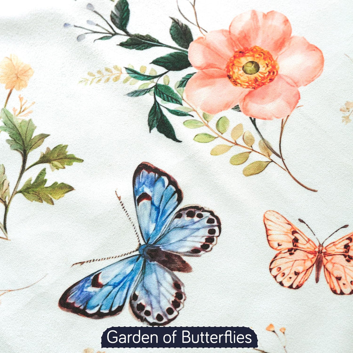 'Whispers of Nature' Series Holland Velvet Sofa Seat Mat with Tassel, Pastel Butterfly Meadow